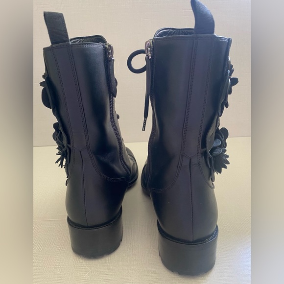 Valentino Black Leather Rose Combat Boots Size 36 - Picture 16 of 16